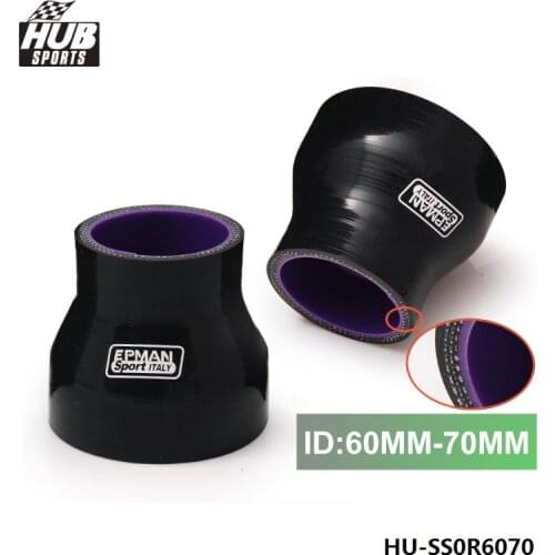 2.36"-2.75" 60mm-70mm Black Turbo Intercooler Pipe 4-Ply Silicone Transition Coupler Hose Reducer For TOYOTA HU-SS0R6070