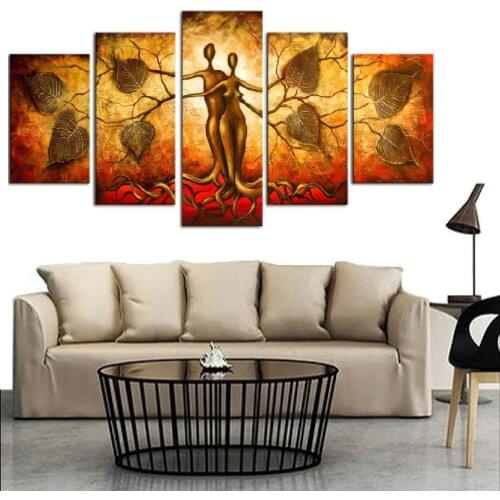 2019 5pcs/set Modern Abstract Love Tree Art Oil Painting Print on Canvas Home Decor Canvas Painting Picture No Frame
