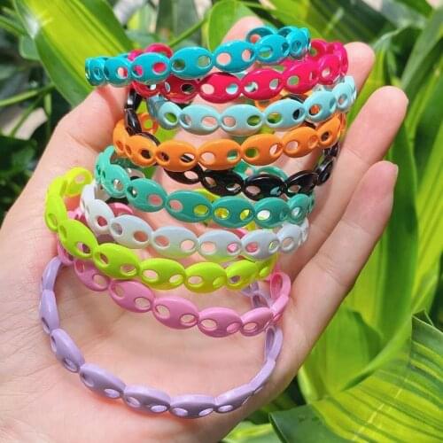 5Pcs Colorful plated enamel bangle, fashion pig nose Open Size bangle For Women Girls summer