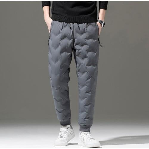 80% White Duck Down Padded Winter Warm Pants Men Black Grey Thermal Sweatpants Sportswear Casual Joggers Male Down Trousers 5XL