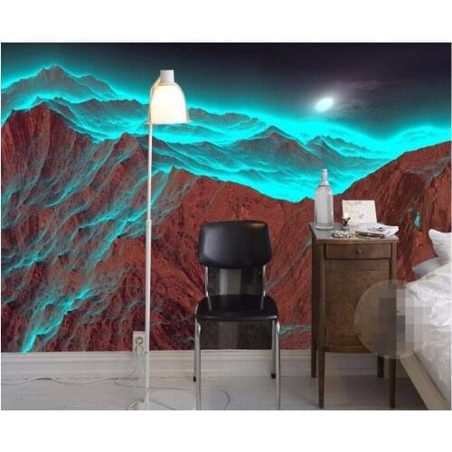 CJSIR Custom Photo Mural Wallpaper for Walls 3 D HD Night Mountain Irradiation Strange Green Nature 3d Large Wall Paper Roll