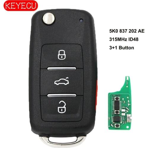 Keyecu Flip Remote Key Fob 315MHz ID48 Chip for Volkswagen Beetle Jetta Eos Golf Tiguan GTI 2011-2013