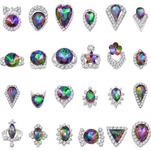 J6565-6 100pcs/Lot Rhinestone Nail Art Decoration Glitter Charming Shiny Faux Gem 3D DIY Nail Art Tips