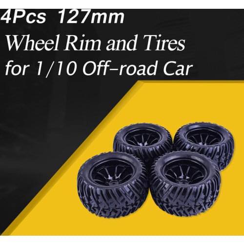 4Pcs 127mm 10 Contour Off-road Car Wheel Rim and Tires for 1/10 Monster Big-foot Truck Racing RC Car Accessories