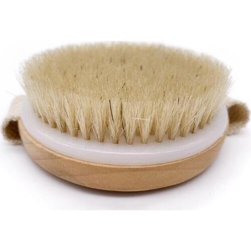 Round Natural Horsehair Body Brush without Handle Dry Skin bath Shower Brushes SPA Massage Wooden Shower Brushes LX1336