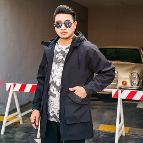 Extra XL Menswear New Loose Mid Length Casual Jacket Coat Mens Hooded Male Streetwear Wholesale Plus Size Men Clothing