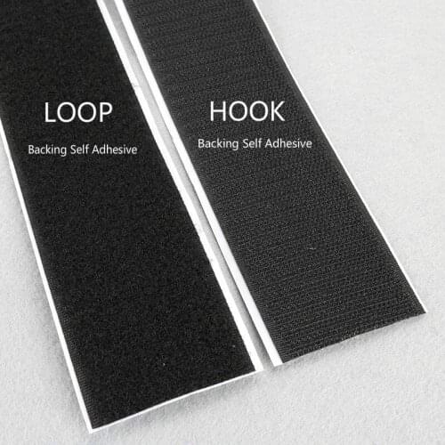 2 Meters 2'' 50mm Width Black White Sew on Hook Loop Tape Backing Self Adhesive Heavy Duty Tape Fastener DIY Garment Accessories