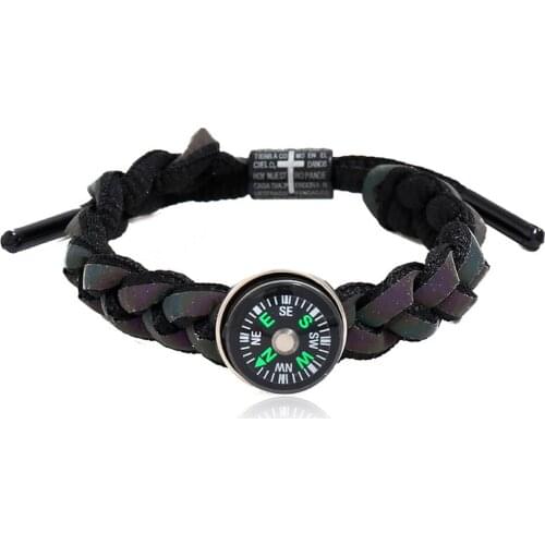 Personality Compass Bracelets Unisex Holographic Reflection Color-changing Shoelace Weaving Hand Rope Students Outdoor Bracelet