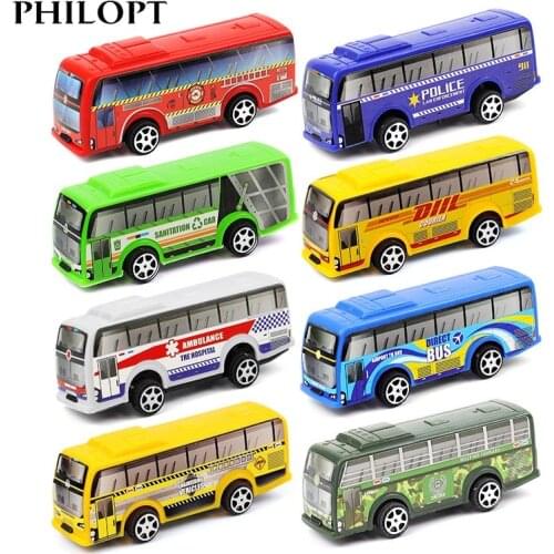 Mini Model Baby Pull Back Cars Alloy Vehicles City Express Bus Double Buses Diecast Vehicles Toys Funny Children Kids Gifts
