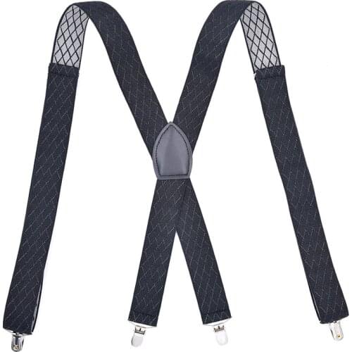Mens Suspender Leather X-back Braces 4 clips Male Suspenders Length adjustable Casual suspensorio Trousers Strap New 3.5*120cm