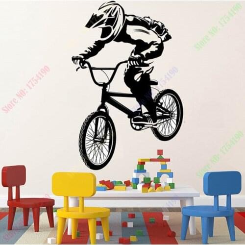 BMX Bike Bicycle Biker Boys Wall Decal Vinyl Home Decor Wall Sticker Vinyl Wall Decorative Stickers Mural Poster