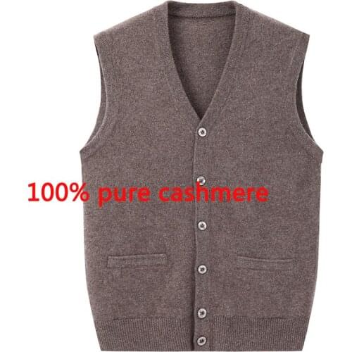 New Autumn Winter Cashmere Sweater Men Knitted Casual V-neck Vest, Sleeveless high quality fashion Thick plus size S-3XL4XL5XL