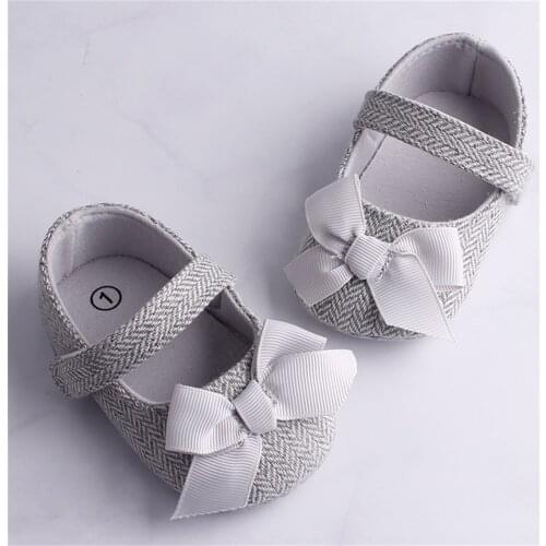 0-18 Months Newborn Baby Girls Shoes Infant Kids Cute Bowknot Soft Sole Hook Cotton Blend Non-Slip Footwear Shoes 3 Colors