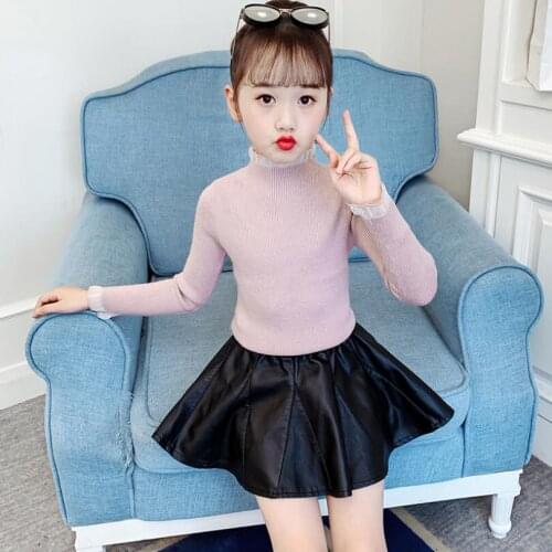 2020 Autumn Winter Toddler Teenager Clothes School Girls Turtleneck Pullover Sweaters Long Sleeve Kids Knitted Sweaters Tops