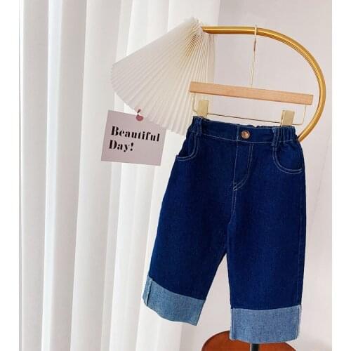 Autumn Girls Denim Jeans Loose Wide Leg Pants Kids Children‘S Full Length Casual Straight Trousers