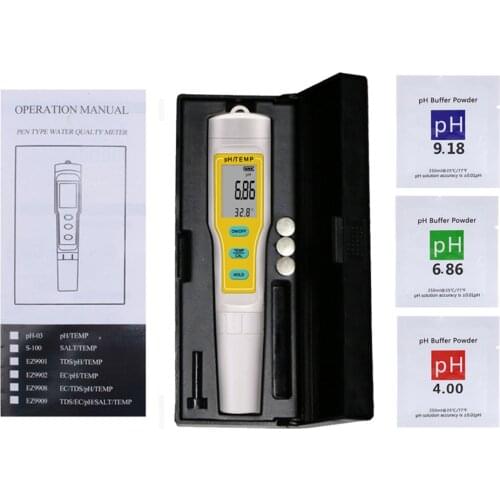PH Meter PH Test Pen Monitor TDS&EC Meter 3-In-1 Digital Soil Water PH Tester Soil 0.0-14.0 for Aquarium Swimming Pool Test Kit