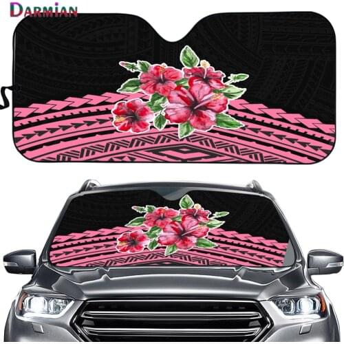 Polynesian Traditional Tribal Hibiscus Print Heat Reflector Sun Shade for Windshield Car Fashion Universal Car Windshield Covers