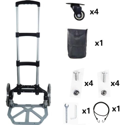 Folding Garden Cart Dolly Portable Stair Climbing Ladder Trolley Aluminum All-Terrain Resistant Climb Hand Truck 6 Wheels