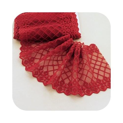 1 Meter Burgundy Lace Fabric Embroidered Tulle Dark Red Lace trim Mesh DIY Wedding Dress Accessories 15cm/20cm/25cm wide