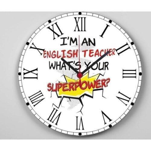 English Teacher Printed Seconds Wood Wall clock Wall clock relogio de parede настенные часы horloge murale