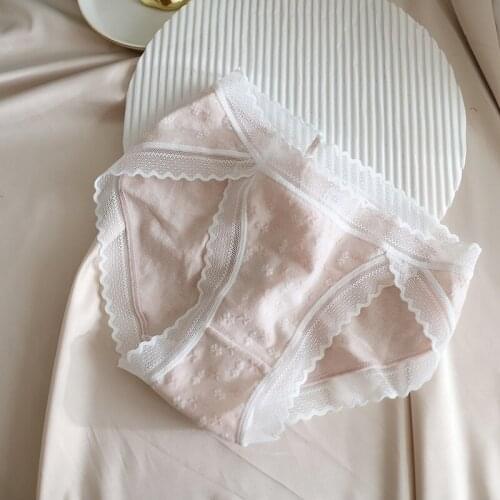 2020 Summer pure cotton Mid-rise Panties women Japanese long legs fresh Floral Seamless briefs lingerie women Panties G4052