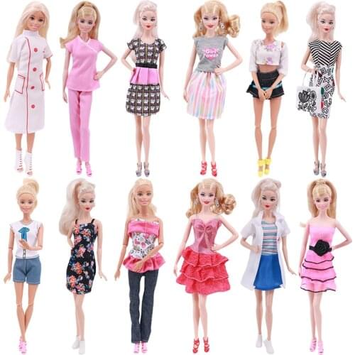 1 Set 2020 Newest Doll Dress Fashion Casual Wear Handmade Girl Clothes For Barbie Doll Accessories Toy Baby Doll Russia DIY Gift