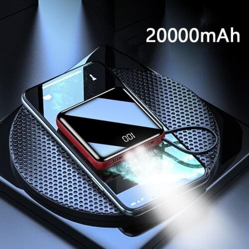 20000mAh Powerbank For Xiaomi mi Power Bank with Cable External Battery Pack Mobile Phone Portable Charger LED Light Poverbank