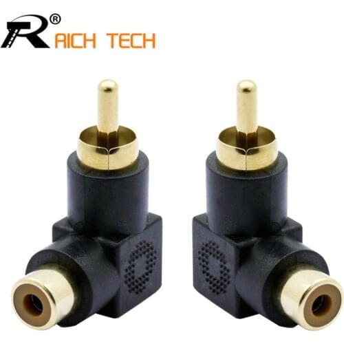 Industrial 3Pcs 90 Degree RCA Right Angle Connector Plug Adapters Male To Female M/F 90 Degree Elbow Adapter Audio