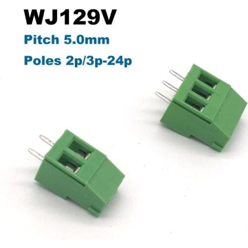 30/50pcs Pitch 5.0mm Screw PCB Terminal Block Connector Straight Pin 2P 3P 5mm WJ129V blocks connectors morsettiera 300V 20A