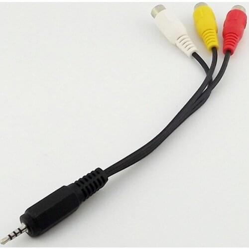 5pcs 2.5mm Male Stereo Plug To 3 RCA Female Audio Video AV Adapter Cable Nickel 17.5cm