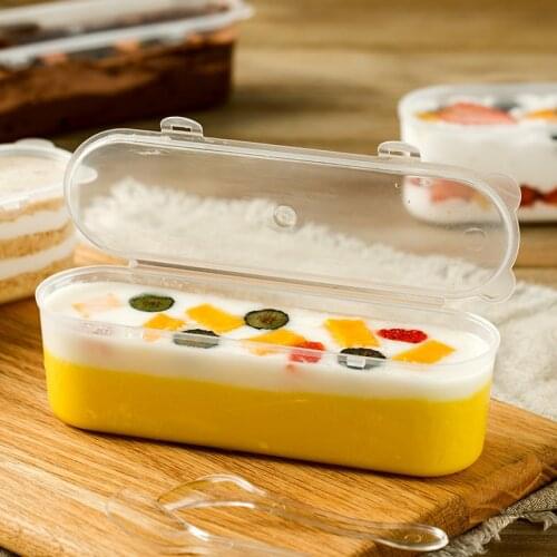 Ferimo 50pcs High quality 250ml transparent cheese chocolate fruit cake cup cute ice cream pudding jelly plastic cups with lid