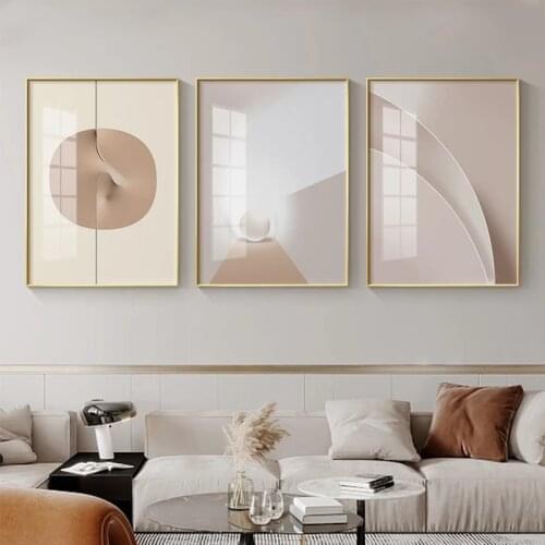 Abstract Geometric Canvas Painting Nordic Posters Print Bohemia Wall Art Beige Pink Pictures For Living Room Interior Home Decor