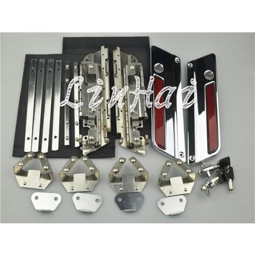 Motorcycle Chrome Saddlebag Lids Hardware locks Latch Set Cover fits for Harley Touring Models Road King Electra New