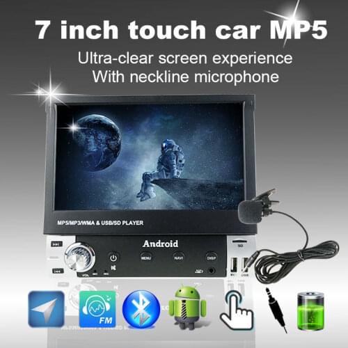 Car Radio 1 Din HD Full Touch Mobile Phone Cast Android GPS Navigation 7 Inch Bluetooth FM SD Card U Disk Telescopic Screen