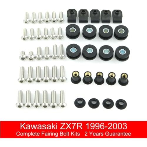 Fit For Kawasaki ZX7R ZX-7R 1996-2003 Motorcycle Full Fairing Bolts Kit Fairing Clips Nuts Side Covering Bolts Stainless Steel