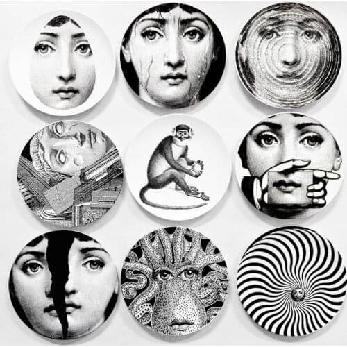 Black White Wall Hanging Home Decoration Art Plate Ornaments High-Quality Drinket Dish Decorative Plate Home/Bar/Room