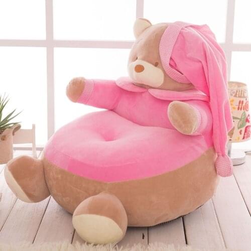 Baby Kids Sofa Cover Cute Cartoon Bear Pouf Ottoman No Filler Children Bean Bag Chair Soft Plush Toy Doll Puff Floor Corner Seat