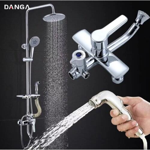 Shower Set Brass Faucet Shower Hand Shower Bathroom Rain Shower System Four Gears Shower With Spray Gun Big Top Shower Head