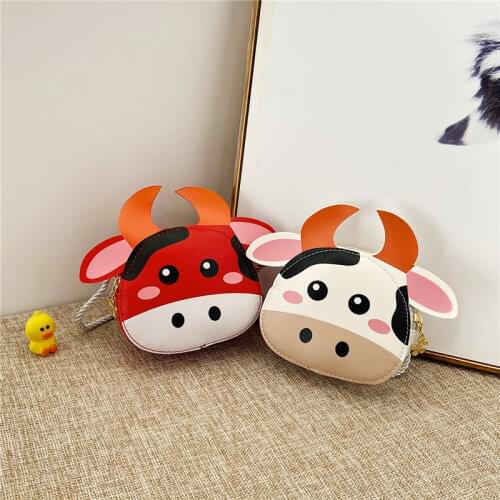 Lovely Cow Pattern Children Messenger Bag Fashion Princess Girls Mini Coin Purse Handbag Baby Kids PU Leather Small Shoulder Bag