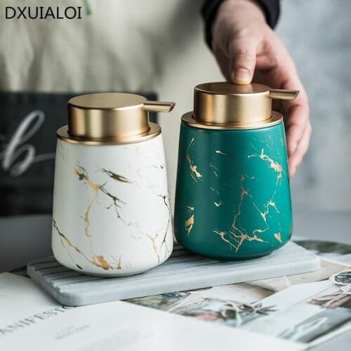 Ceramic marble pattern hand soap bottle bathroom supplies shower gel shampoo conditioner disinfectant bottle press bottle 400ml