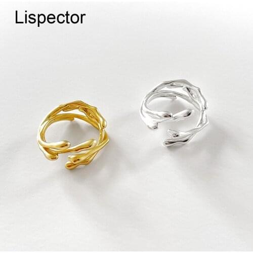 Lispector 925 Sterling Silver Irregular Lines Rings for Men Women Simple Abstract Ring Party Rock Punk Unisex Jewelry Gifts