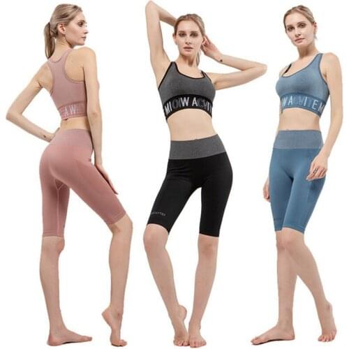 2Pcs/Set Women Summer Athletic Gym Yoga Set Shorts Bra Suit Fitness Workout Sportswear Clothing Gym Female Fitness Training Suit