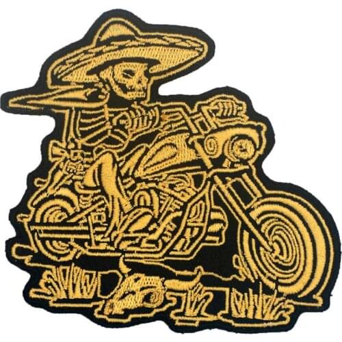 SMALL straw hat Embroidered punk biker Patches Clothes Stickers Apparel