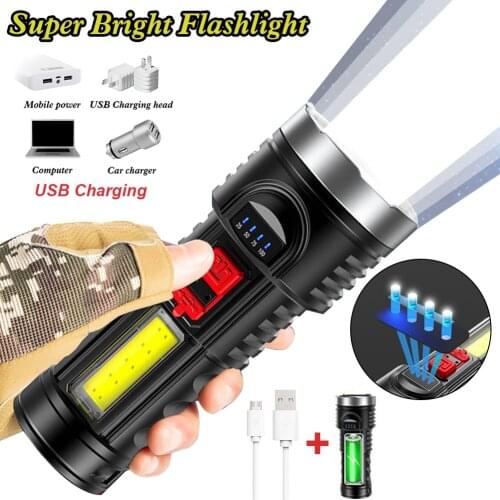 Multifunction Xenon Flashlight Portable Handheld USB Rechargeable Flashlight 4 Modes Super Bright for Outdoor Camping Emergency
