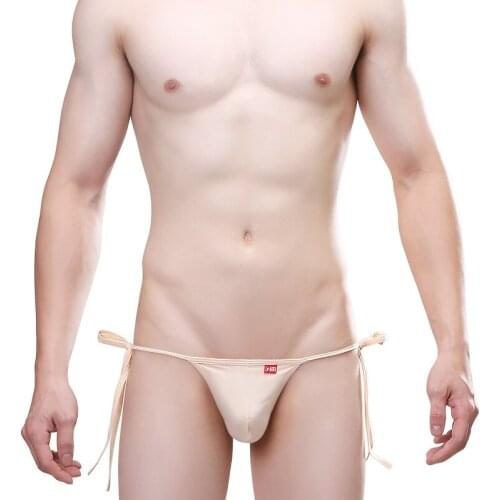 Mens Bandage Bikini Briefs Low Waist Male Cotton Panties Swimwear Beach Sunbath Bottom Underpant Breathable Underwear