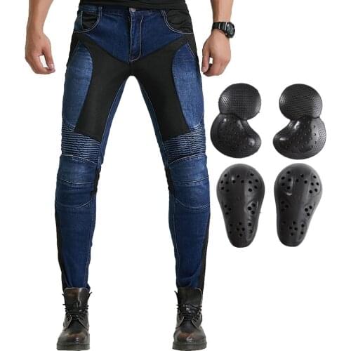 2019 New Men Women Motorcycle Riding Jeans Motocross Racing Slim Stretch Pants Motorbike Trousers With 4 X Armor Knee Hip Pads