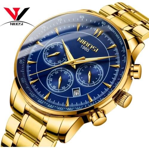 NIBOSI Chronograph Men Watches 2019 Luxury Brand Waterproof Analog Quartz Wristwatch Sports Military Army Male Clock Relogios