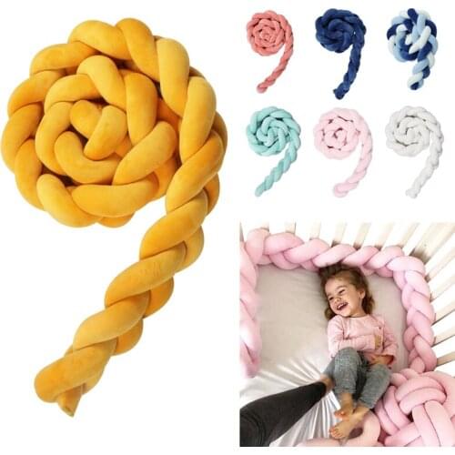 Nodic Baby Newborn Bed Bumper Long Knot Braid Pillow Baby Handmade Baby Bed Bumper Knot Crib Infant Room Decor Birthday Gifts