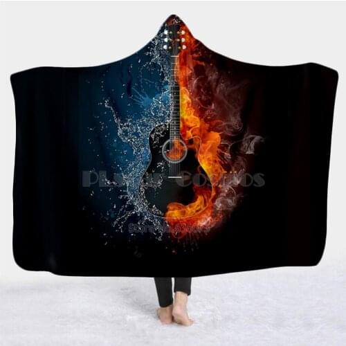 Violin Guitar art Musical instrument Blanket Hooded Blanket 3D full print Wearable Blanket Adults men women Blanket style-5