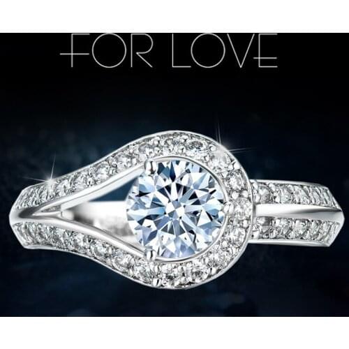 Luxury Fine Jewelry Solid 925 Sterling Silver 2CT Cut Diamond Wedding Engagement Cocktail Rings For Women girl gift Wholesale